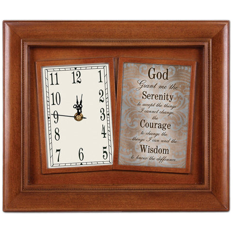Serenity Prayer Woodgrain Frame Clock