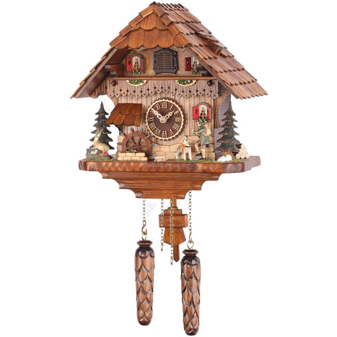 Quartz Musical Chalet w/Animated Hunter 12.5"