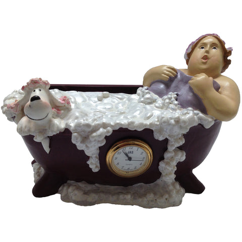 Lady & Dog in Bubble Bath Clock