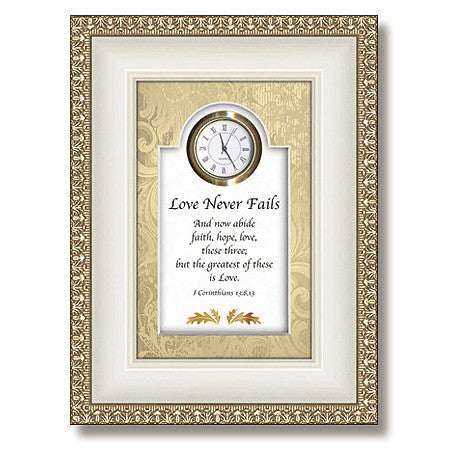 Love Never Fails Table Top Clock