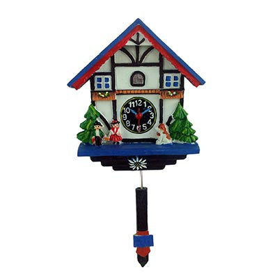 Cuckoo Clock Painted Magnet Blue and White