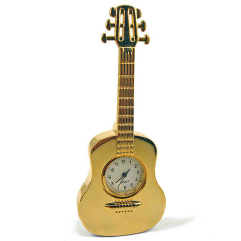 Gold Steel String Guitar Clock