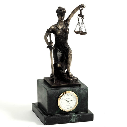 Lady Justice Kneeling Clock