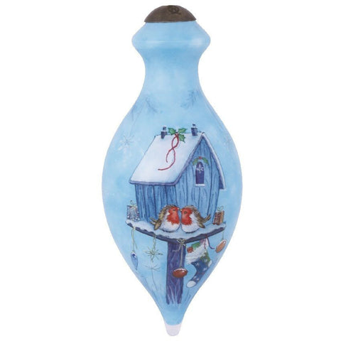 Snowy Lovebirds Ornament