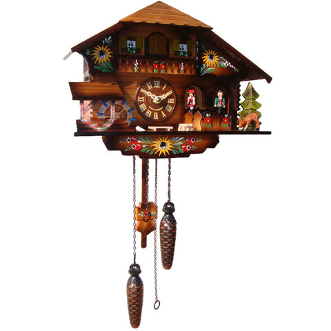 Quartz Musical Chalet With Dancers and Sunflowers 9.5"