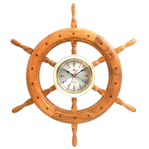 Oak Ship's Wheel Clock