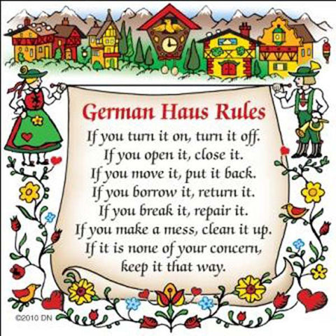 German Haus Rules Tile Magnet