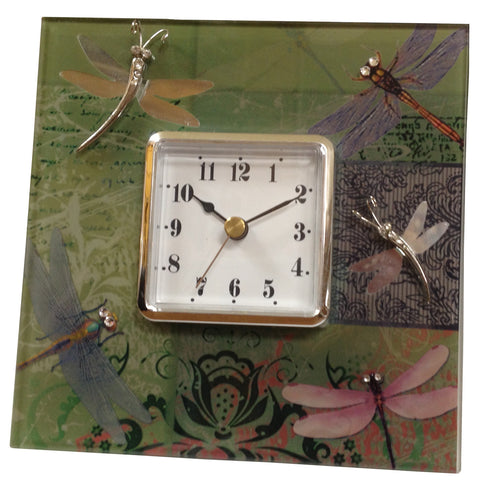 Glass Dragonfly Clock