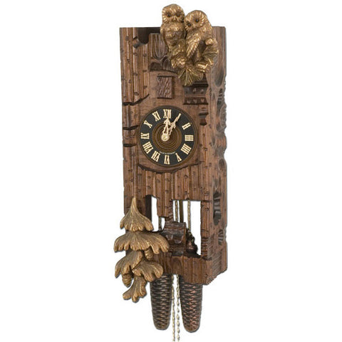 8 Day Owl Log Clock 18"