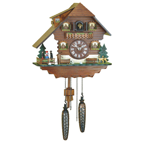 Quartz Musical Chalet with Dancers and Deer 11.5"