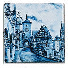 European Village in Blue Tile Magnet